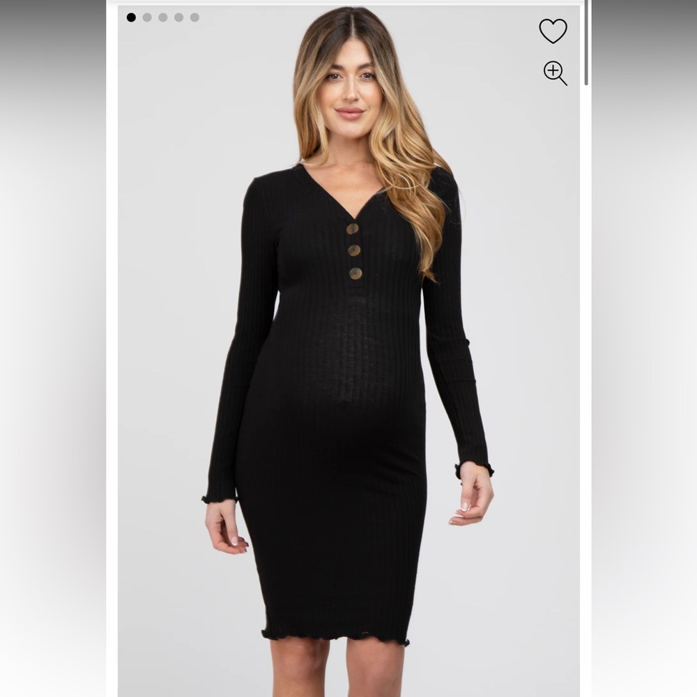 Pinkblush Black Ribbed Maternity Dress